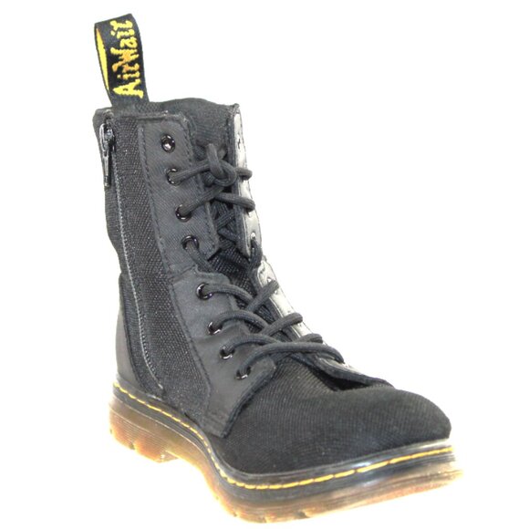 Dr. Martens Combs Black Canvas Leather Styling Lace-Up Combat Moto Boot,… - Picture 6 of 11